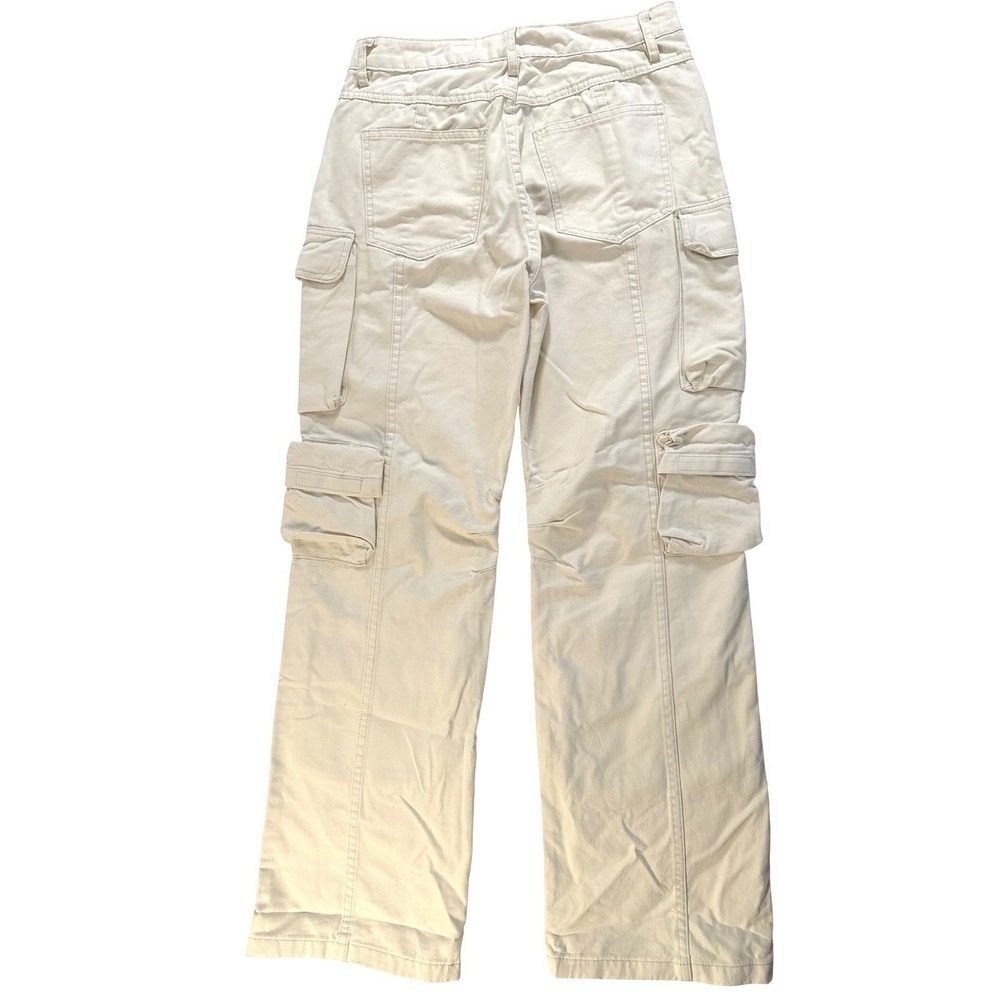 NWT Woven Oversized Winter‎ Ivory Weekender Cargo Pant Cotton Women's M 28-30 - Picture 4 of 10